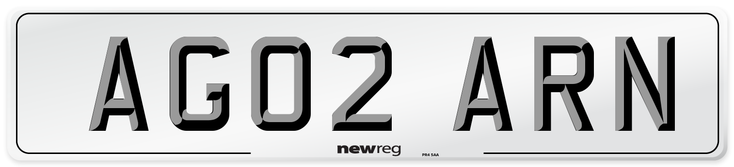 AG02 ARN Number Plate from New Reg